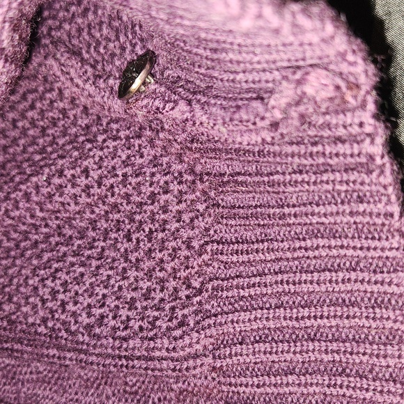 Purple boiled wool fitted button-down Office blazer sweater Jacket - Picture 9 of 11